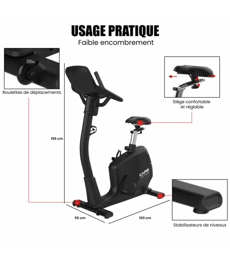 Vélo auto-alimenté - PERFORMER TFT - CARE - ergomètre connecté – Image 3